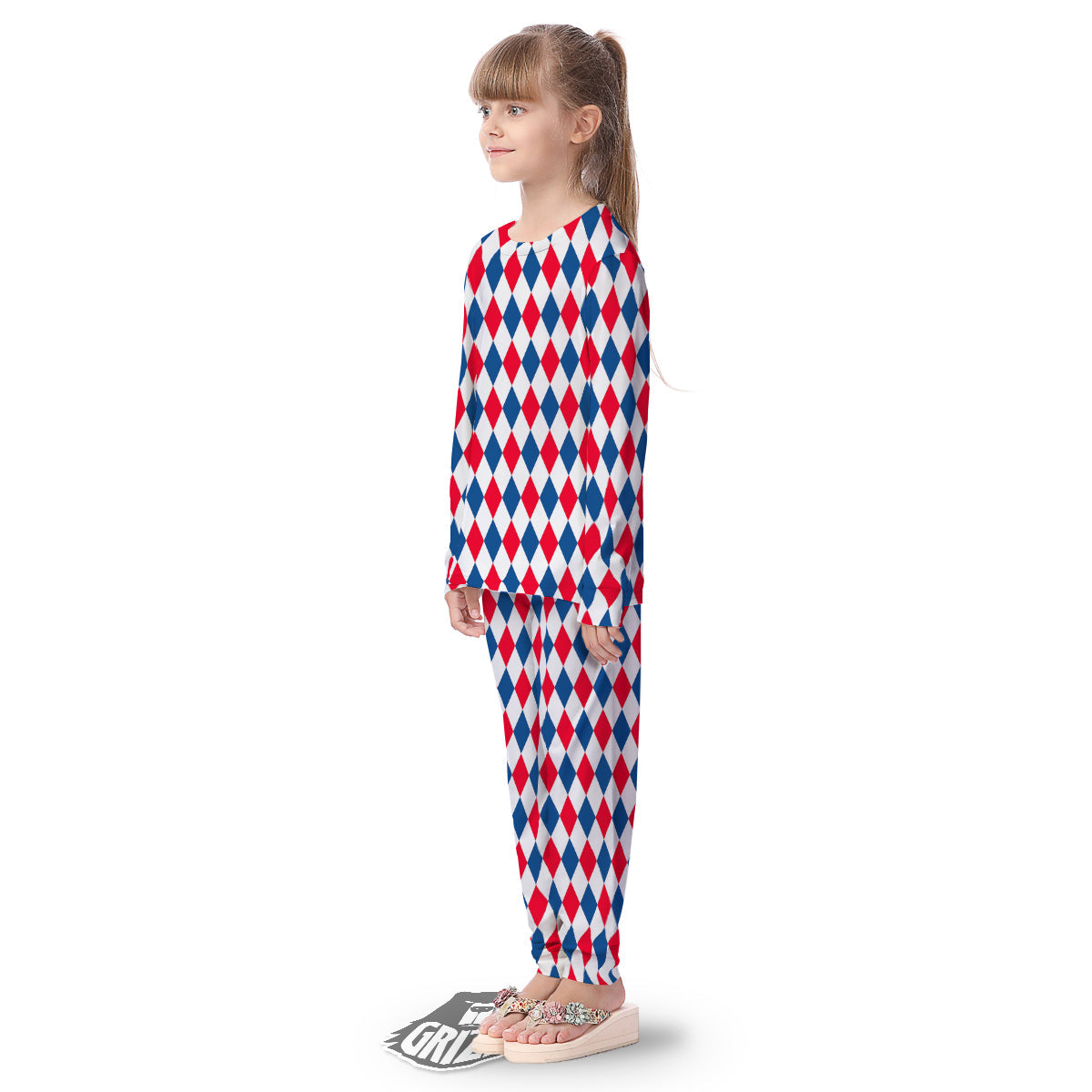 Argyle American Print Pattern Kid's Pajamas-grizzshop