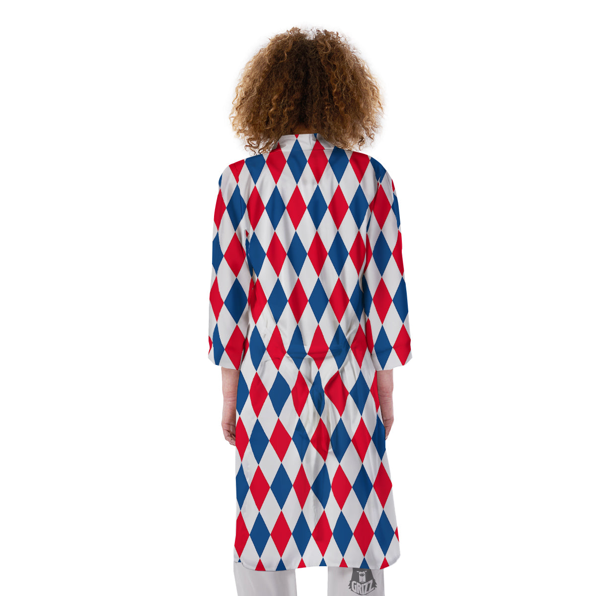 Argyle American Print Pattern Kimono-grizzshop