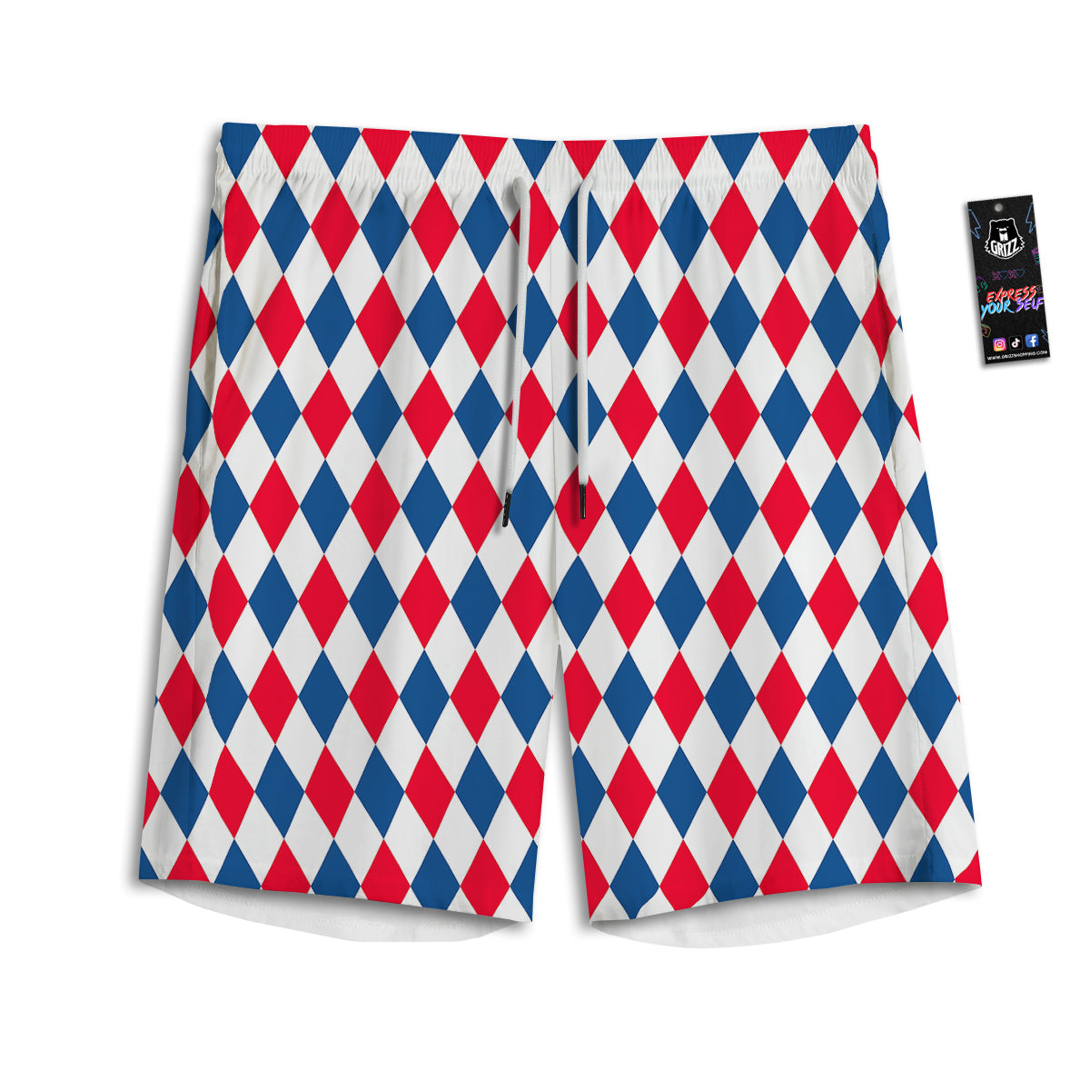 Argyle American Print Pattern Men's Athletic Shorts