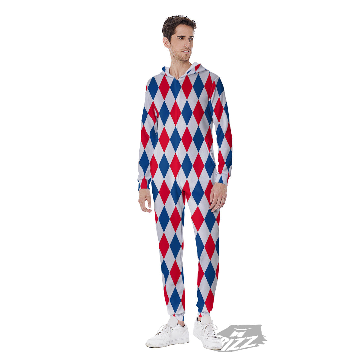 Argyle American Print Pattern Men's Jumpsuit-grizzshop