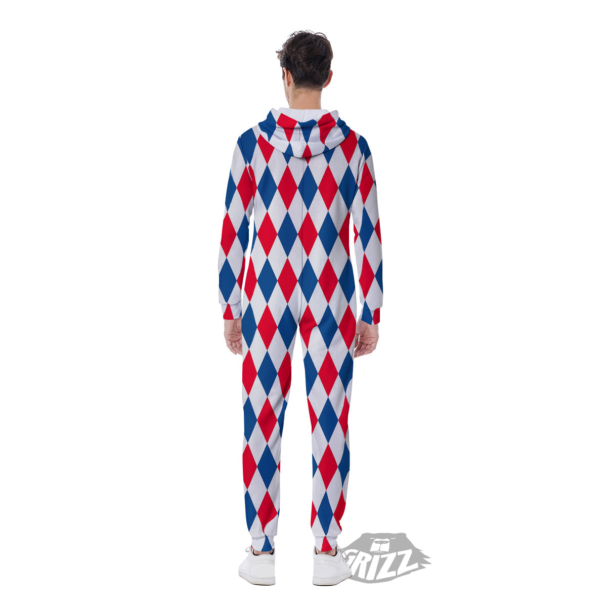 Argyle American Print Pattern Men's Jumpsuit-grizzshop