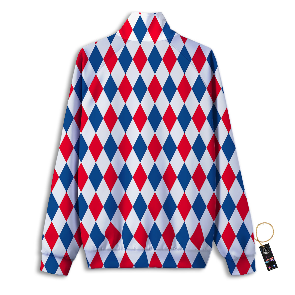 Argyle American Print Pattern Track Jacket-grizzshop