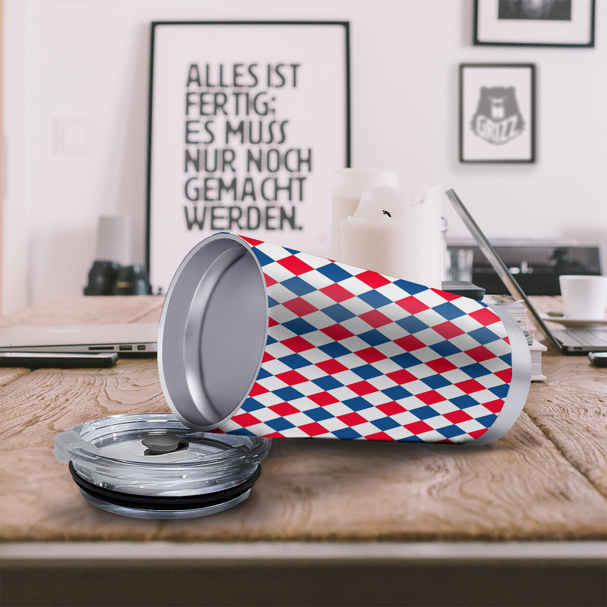Argyle American Print Pattern Tumbler-grizzshop