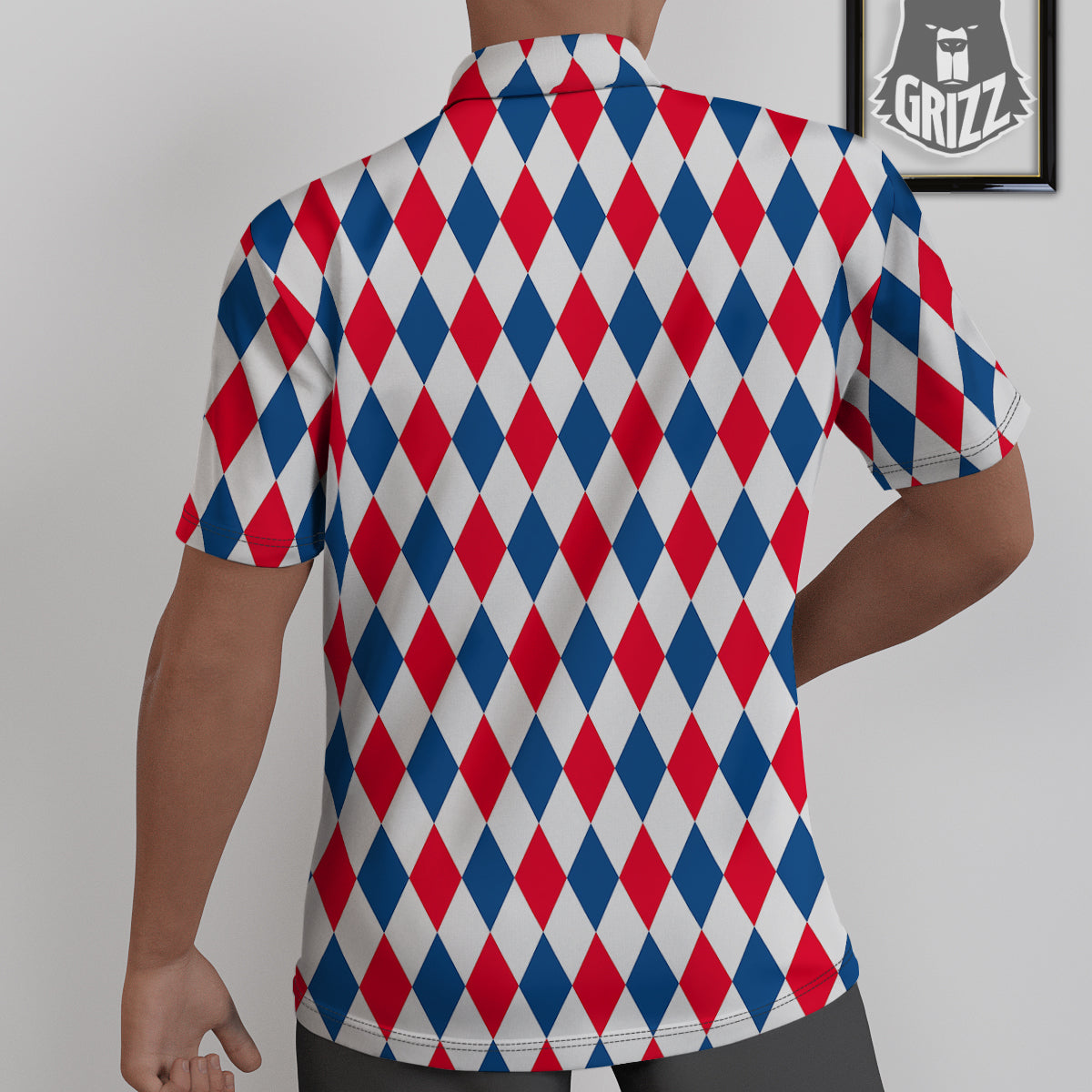 Argyle American Print Pattern Untucked Shirts-grizzshop