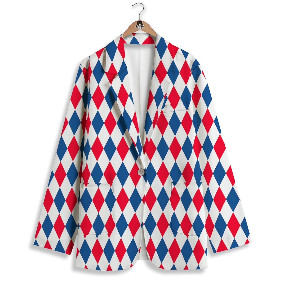 Argyle American Print Pattern Women's Blazer-grizzshop