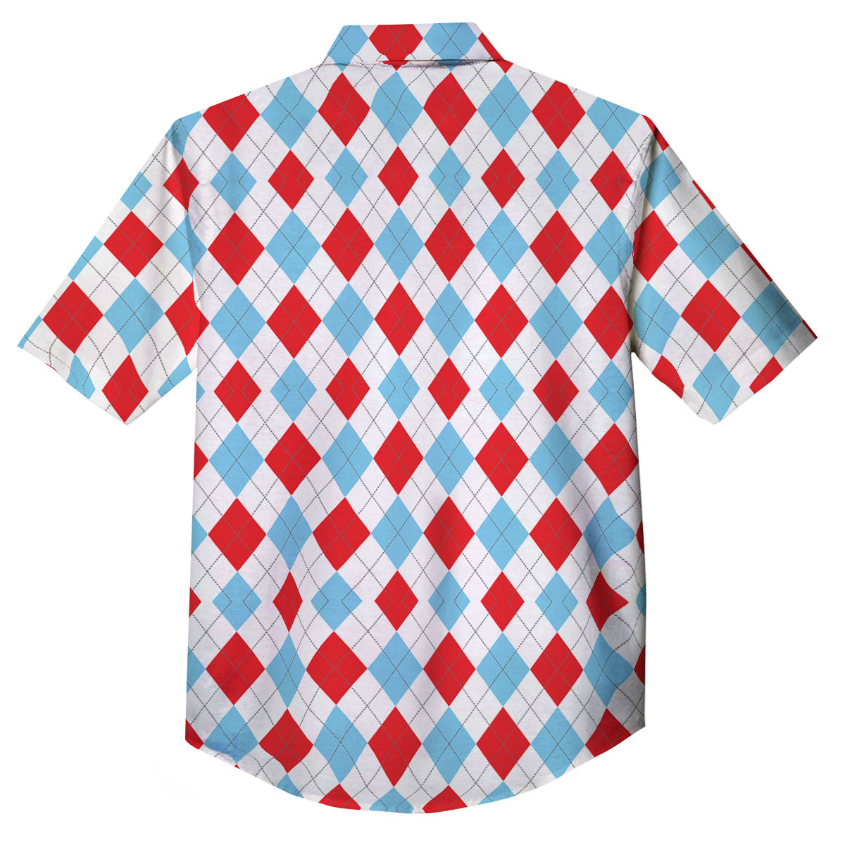 Argyle Blue And Red Print Pattern Button Up Shirt-grizzshop