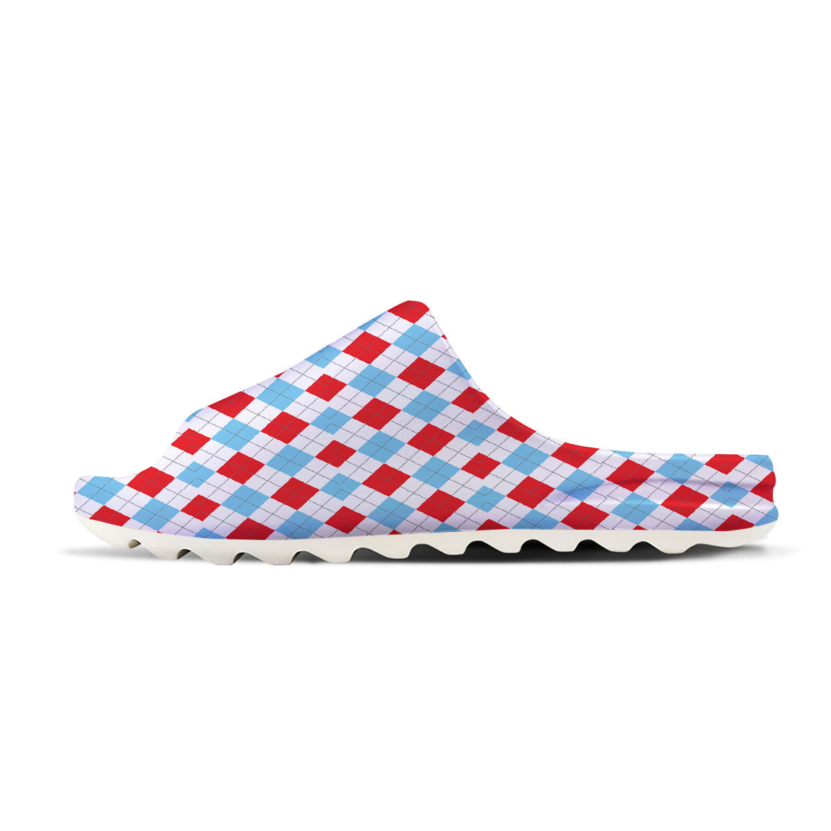 Argyle Blue And Red Print Pattern Sandals-grizzshop