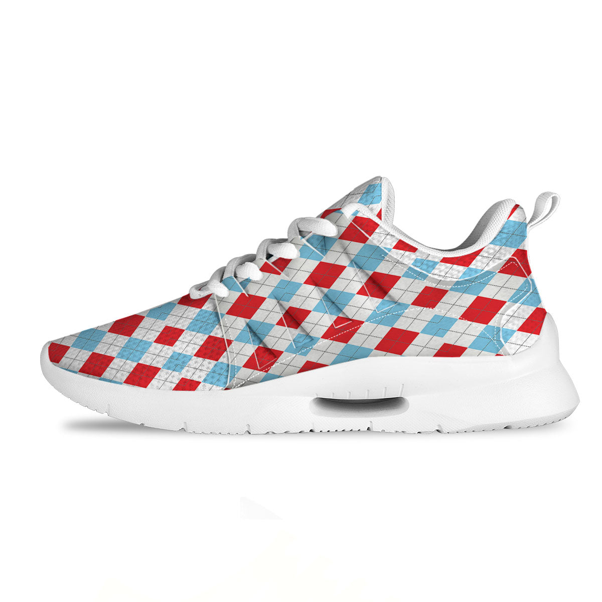 Argyle Blue And Red Print Pattern Tennis Shoes-grizzshop