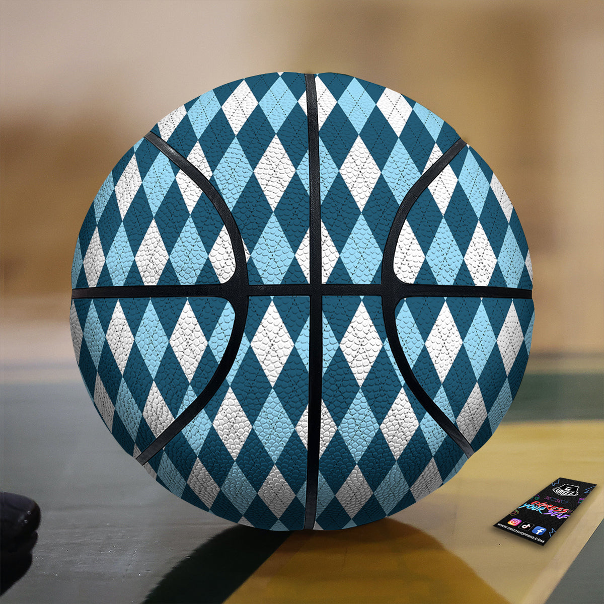 Argyle Blue And White Print Pattern Basketball