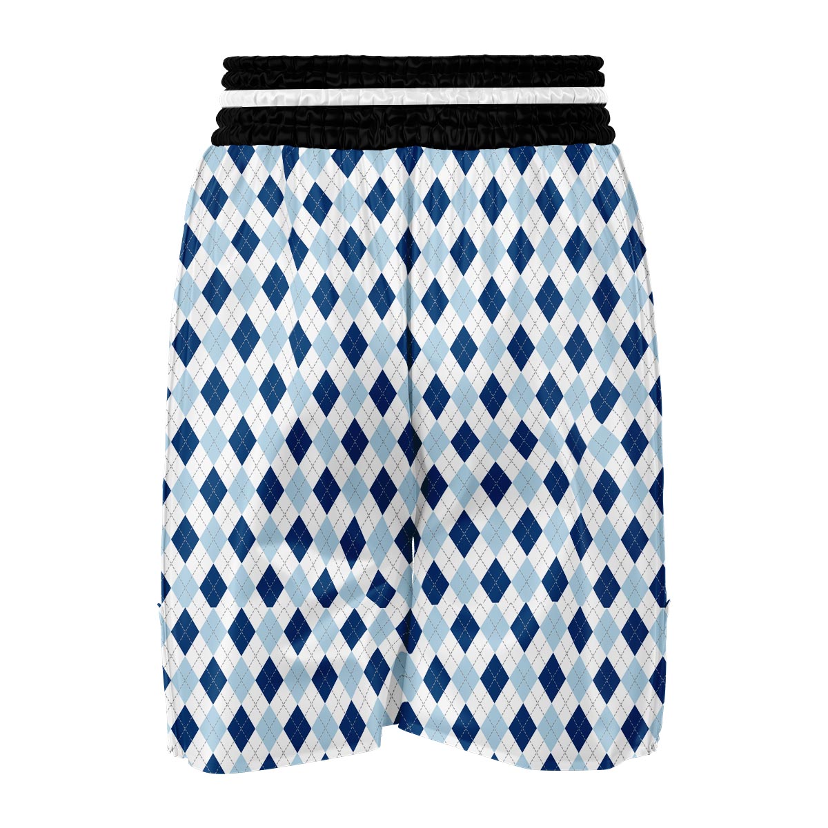 Argyle Blue Pattern Print Boxing Shorts-grizzshop