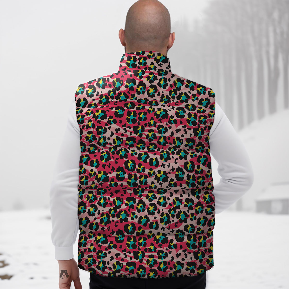 Argyle Blue Pattern Print Down Vest-grizzshop
