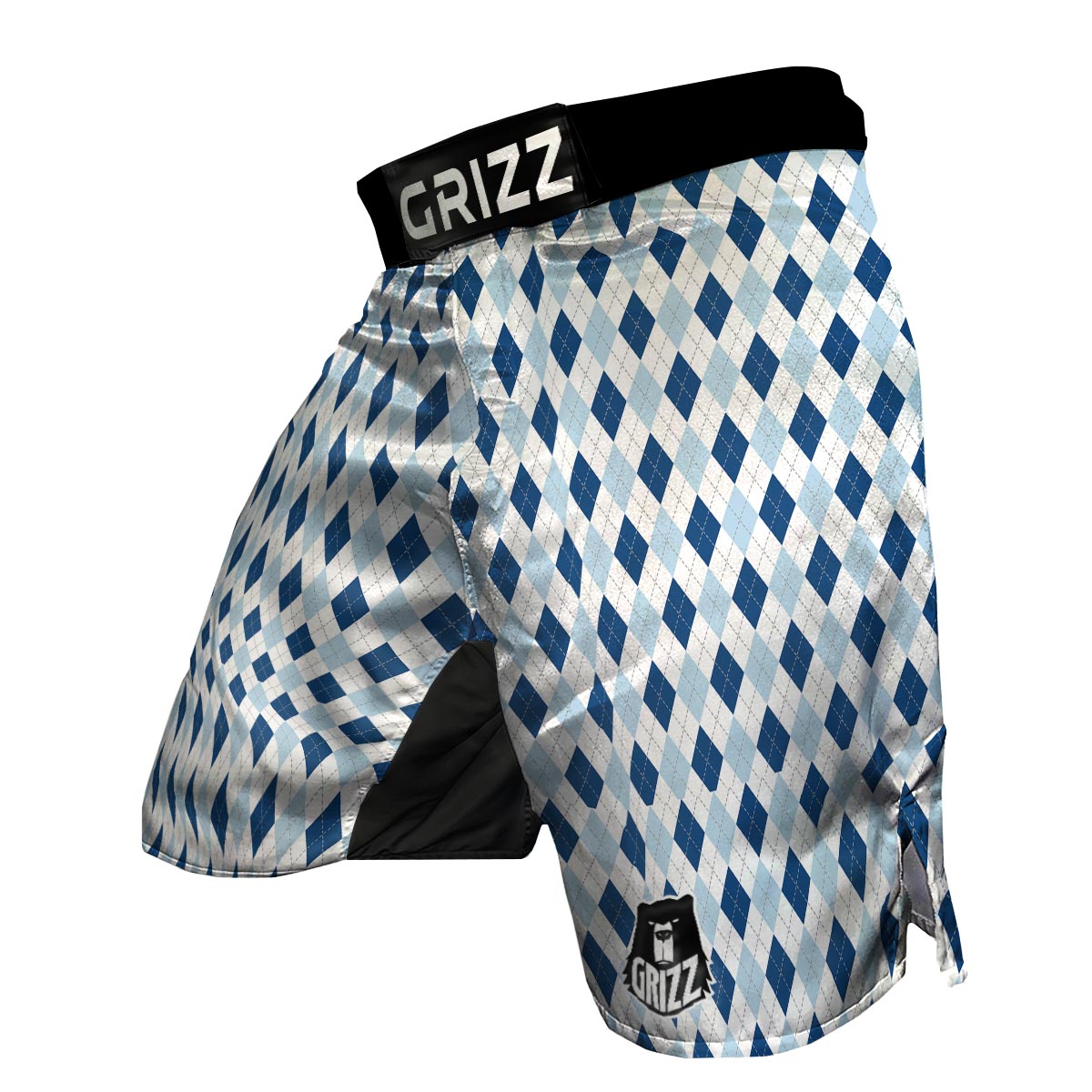Argyle Blue Pattern Print MMA Shorts-grizzshop