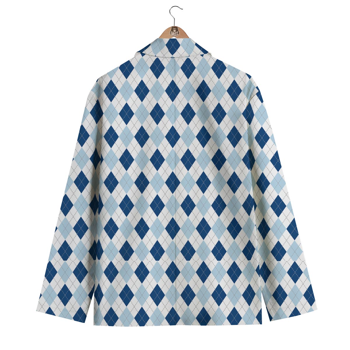 Argyle Blue Pattern Print Men's Blazer-grizzshop