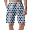 Argyle Blue Pattern Print Men's Shorts-grizzshop