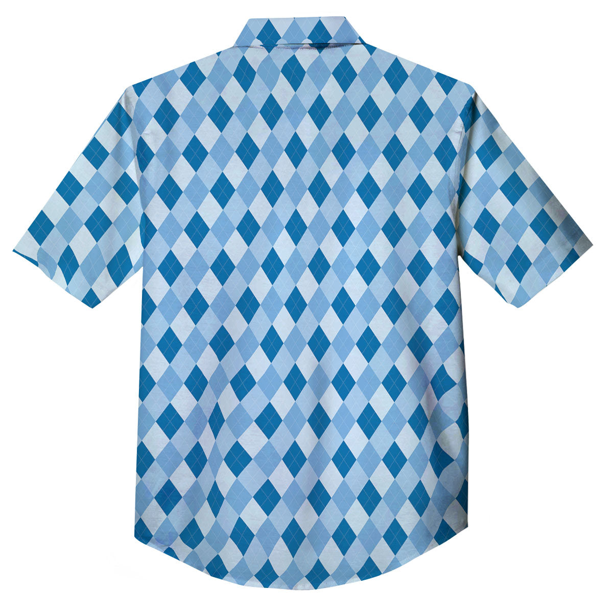 Argyle Blue Print Pattern Button Up Shirt-grizzshop