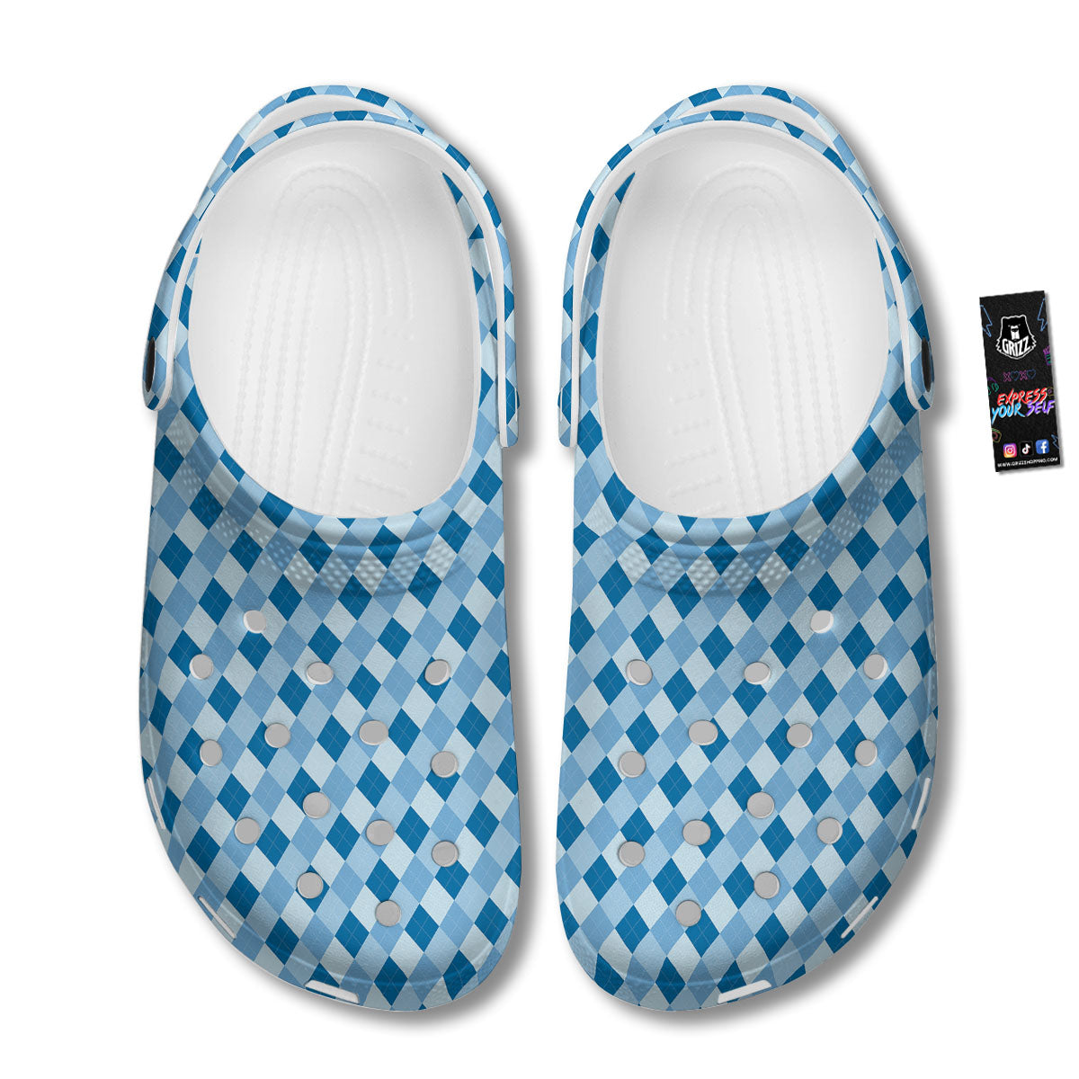 Argyle Blue Print Pattern Clog-grizzshop