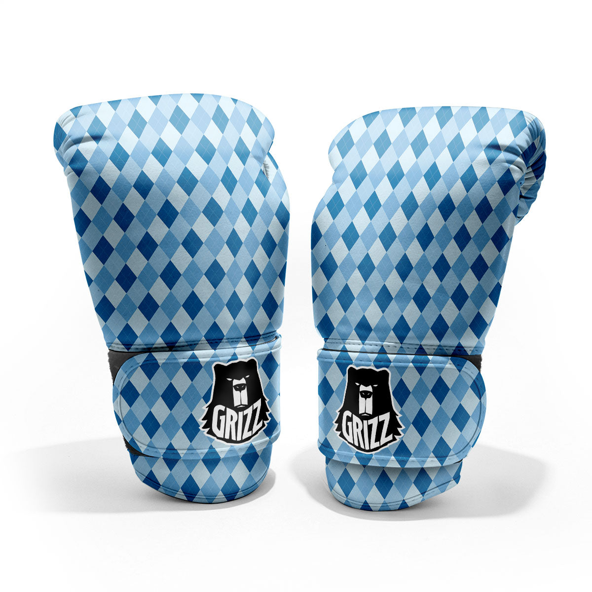 Argyle Blue Print Pattern Sparring Gloves-grizzshop
