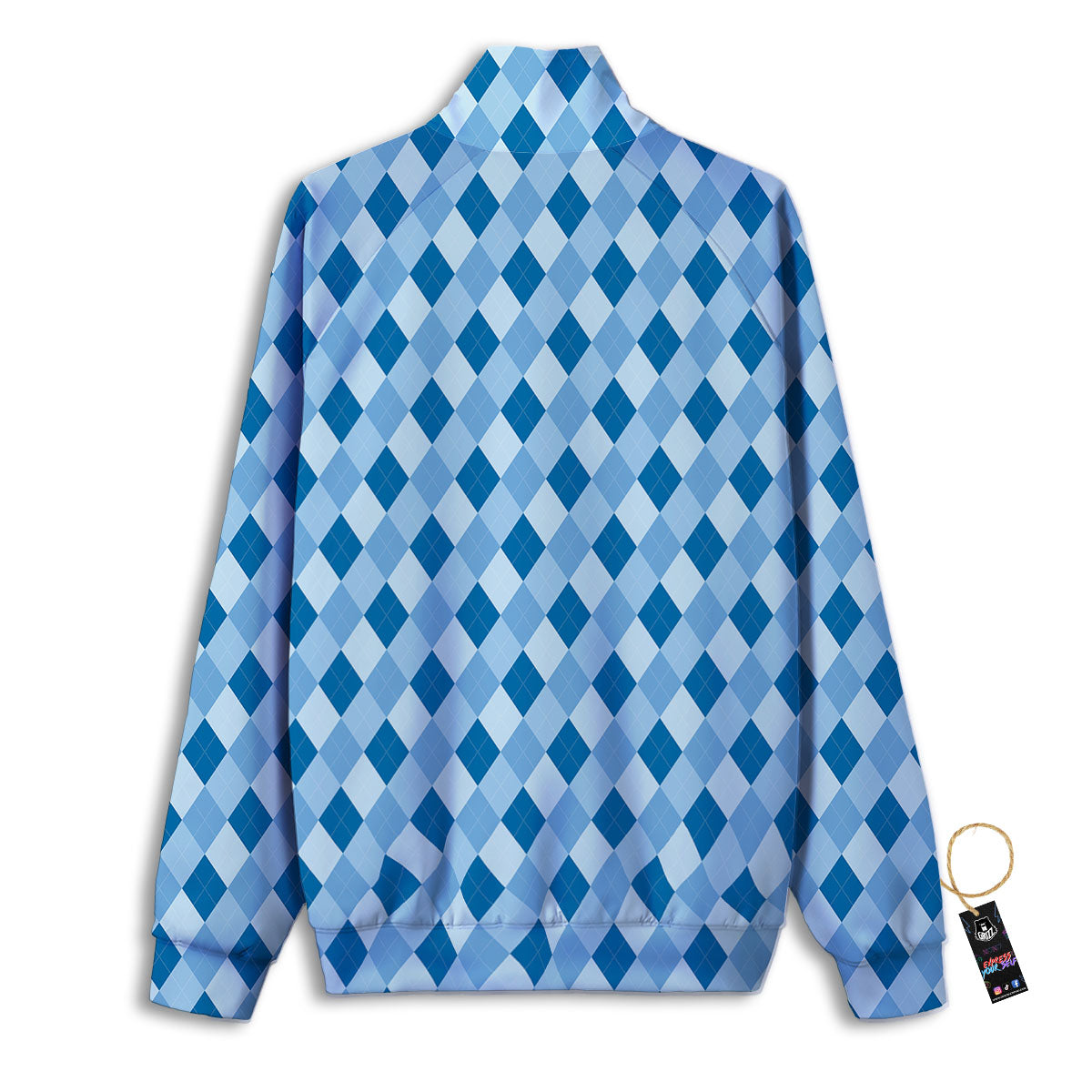 Argyle Blue Print Pattern Track Jacket-grizzshop