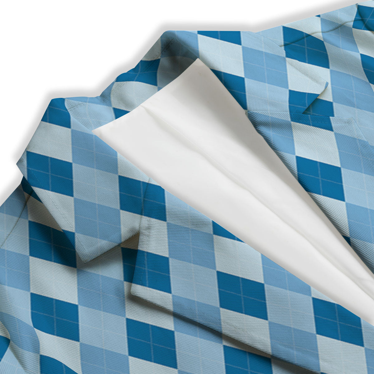 Argyle Blue Print Pattern Women's Blazer-grizzshop