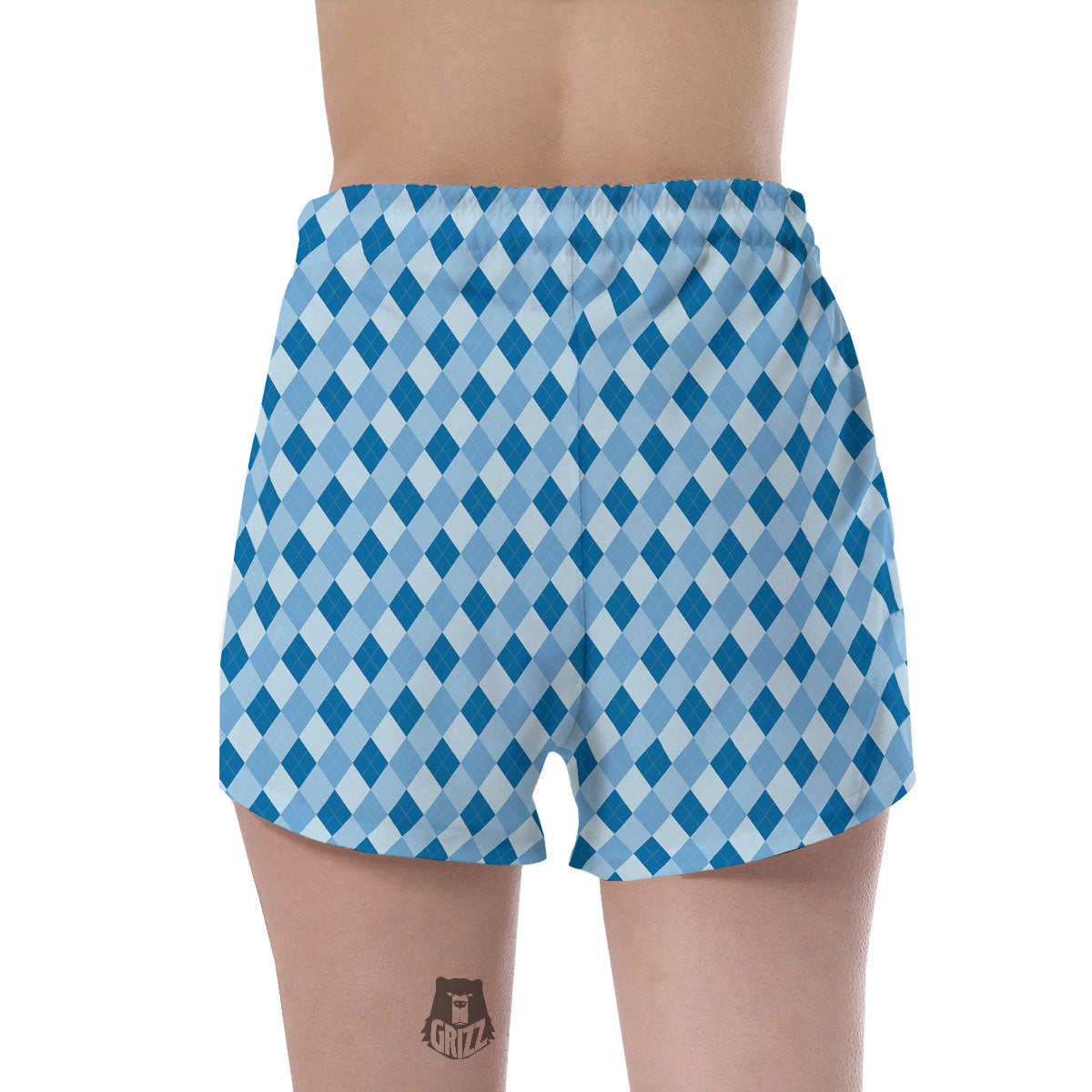Argyle Blue Print Pattern Women's Shorts-grizzshop