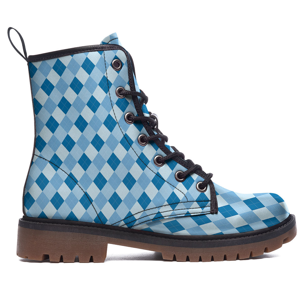 Argyle Blue Print Pattern Work Boots-grizzshop