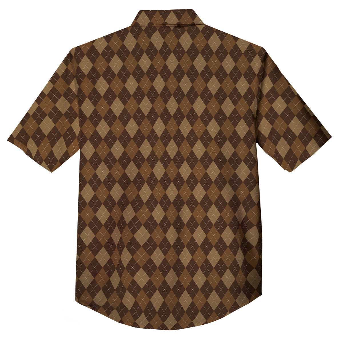 Argyle Brown Print Pattern Button Up Shirt-grizzshop