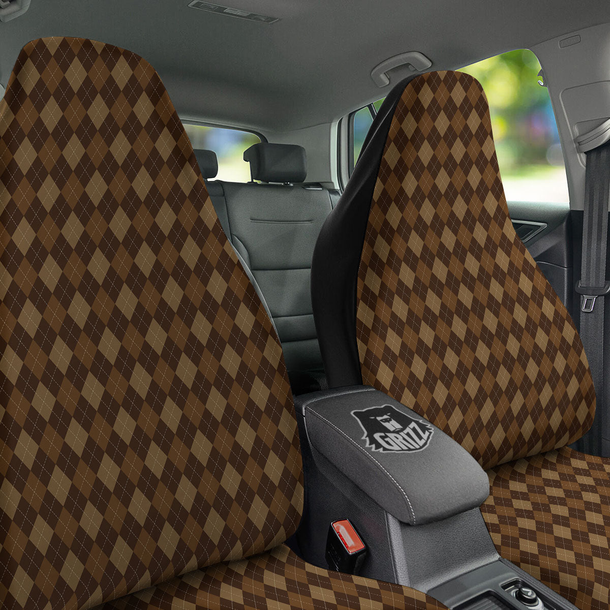 Argyle Brown Print Pattern Car Seat Covers-grizzshop
