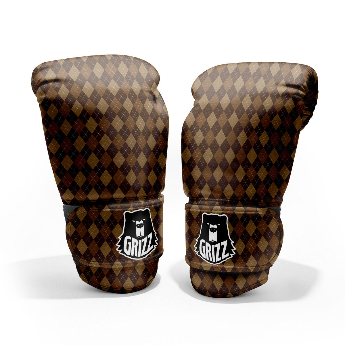 Argyle Brown Print Pattern Sparring Gloves-grizzshop