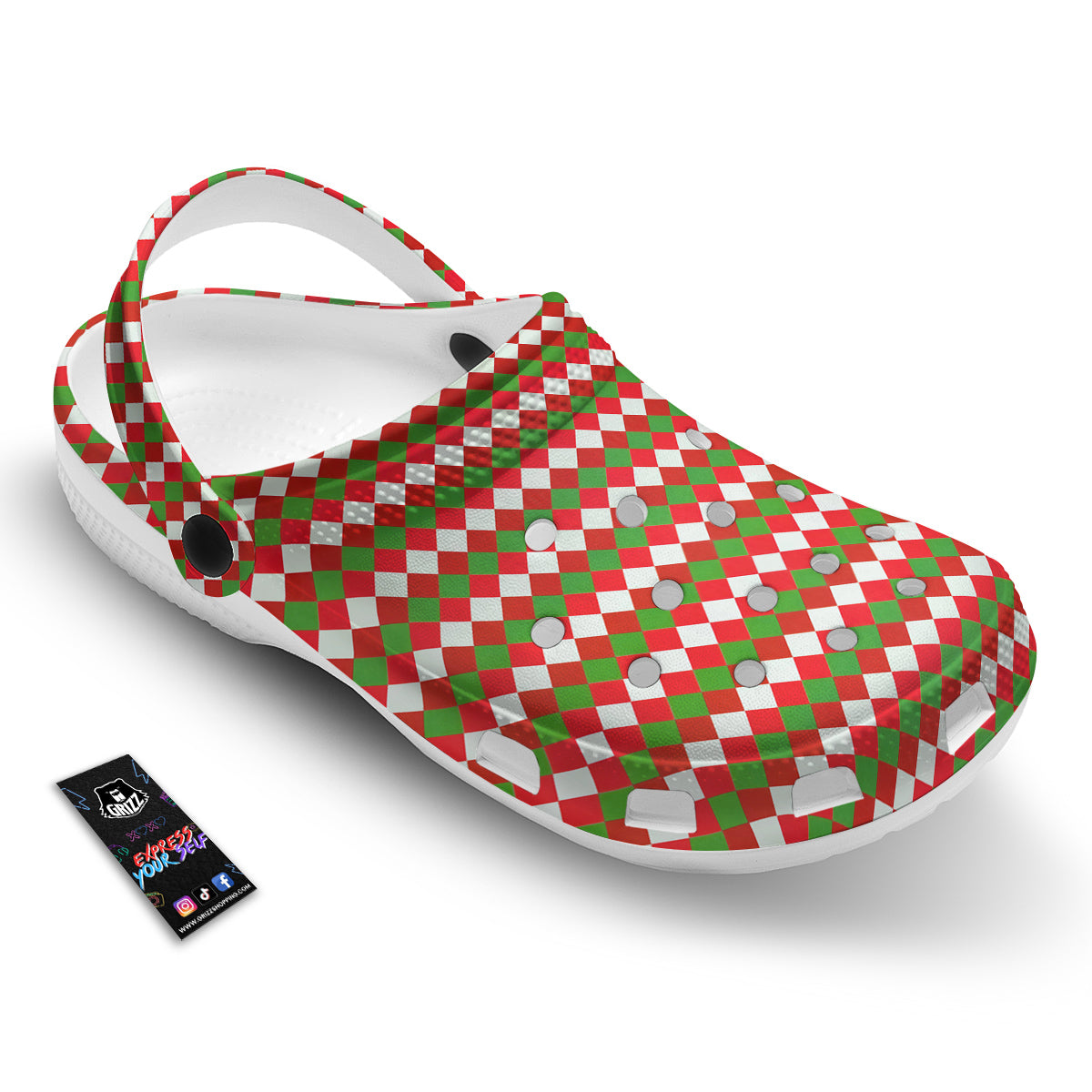 Argyle Christmas Themed Print Pattern Clog-grizzshop