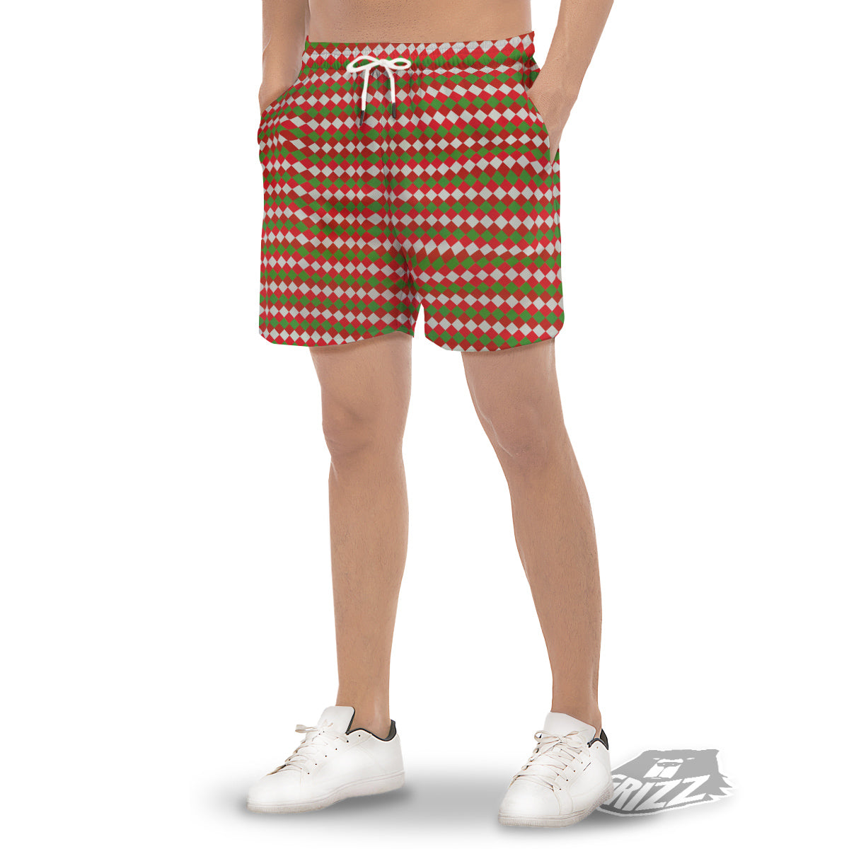 Argyle Christmas Themed Print Pattern Men's Gym Shorts-grizzshop