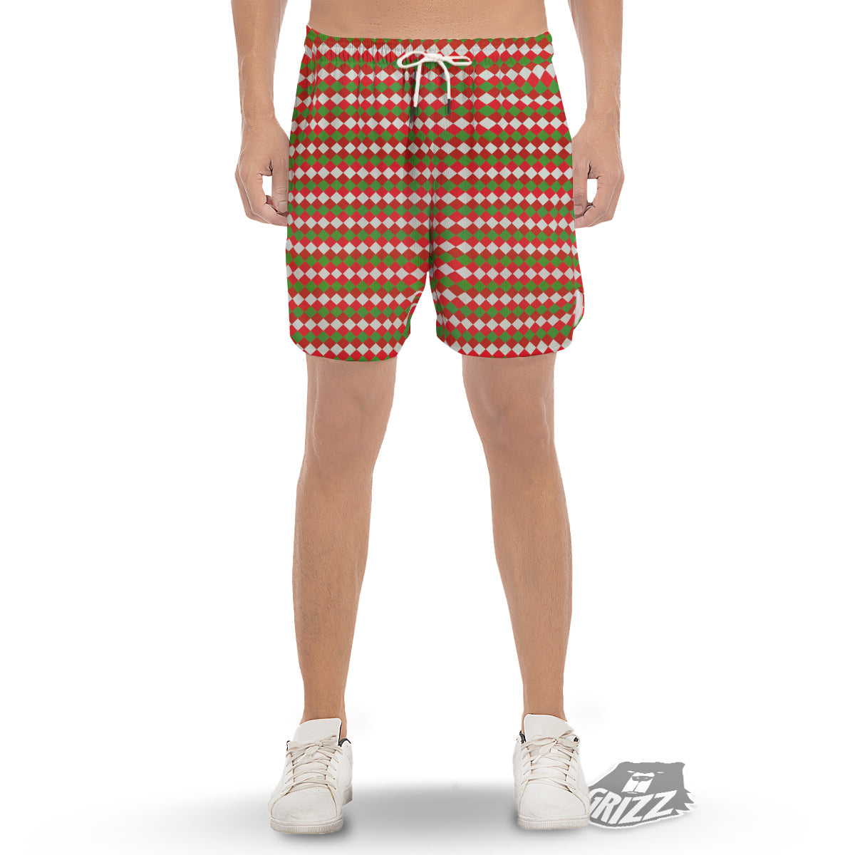 Argyle Christmas Themed Print Pattern Men's Gym Shorts-grizzshop