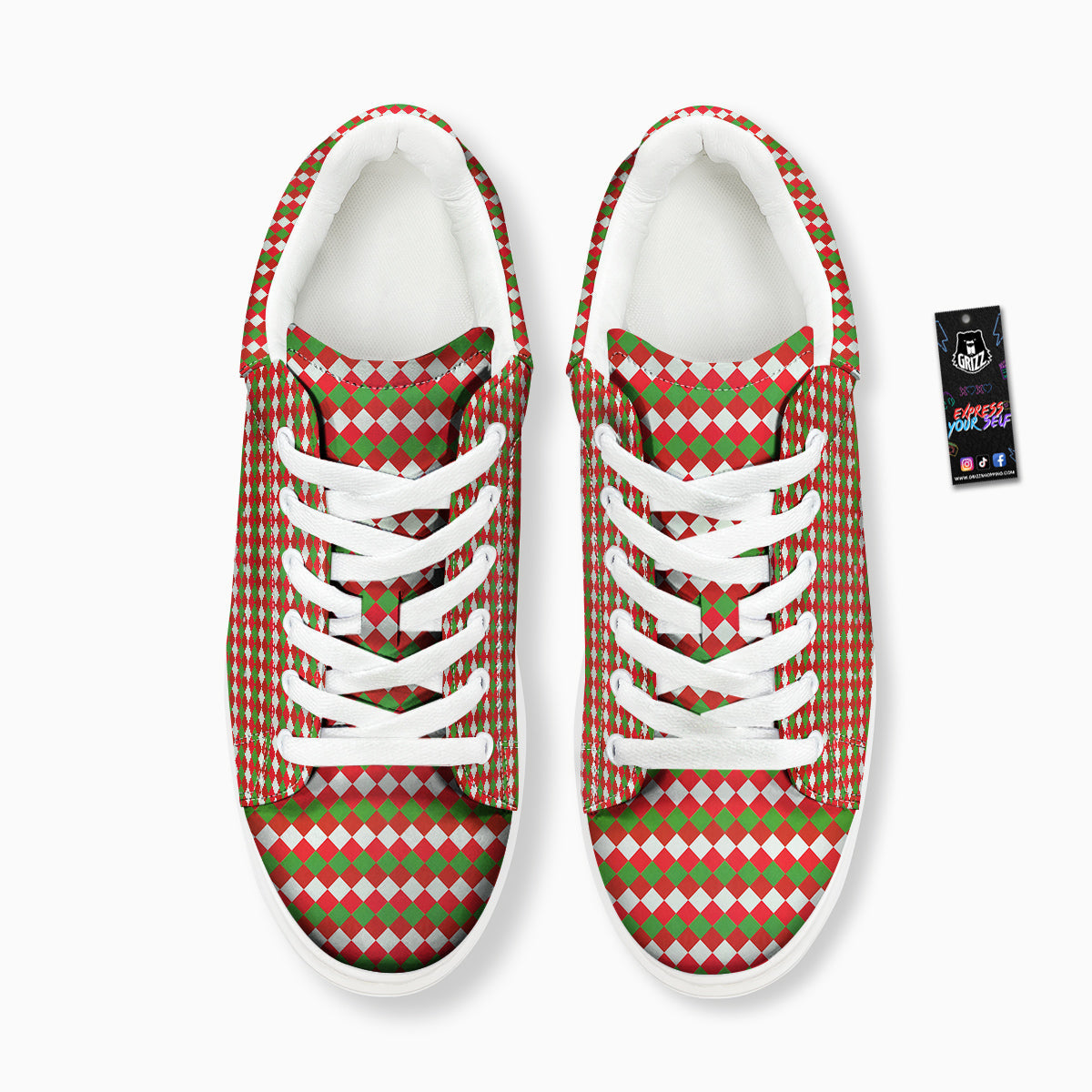 Argyle Christmas Themed Print Pattern Platform Shoes-grizzshop