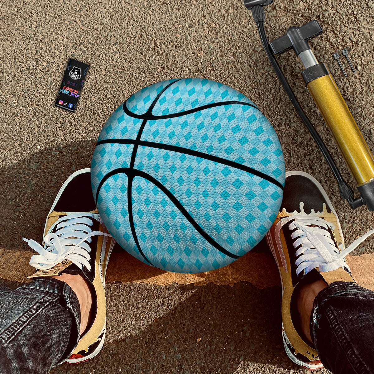 Argyle Classic Blue Print Pattern Basketball-grizzshop