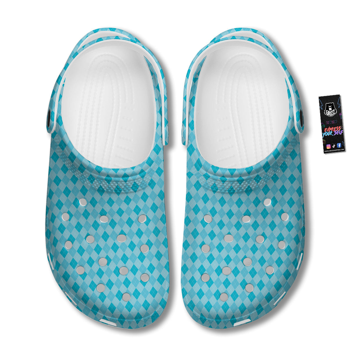 Argyle Classic Blue Print Pattern Clog-grizzshop