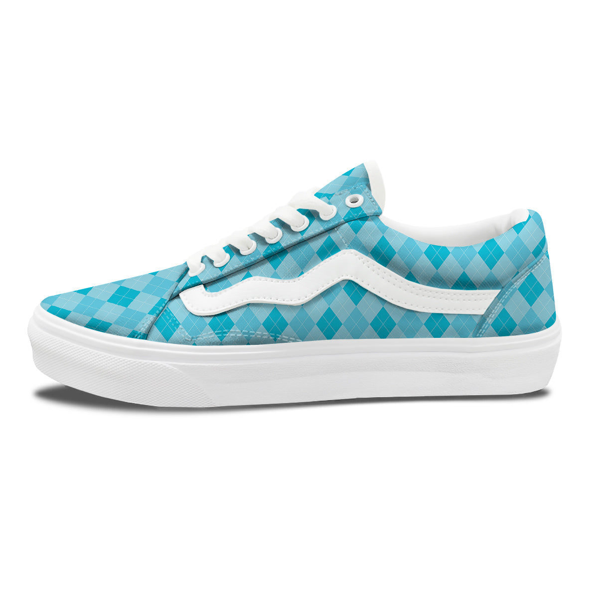 Argyle Classic Blue Print Pattern Skate Shoes-grizzshop