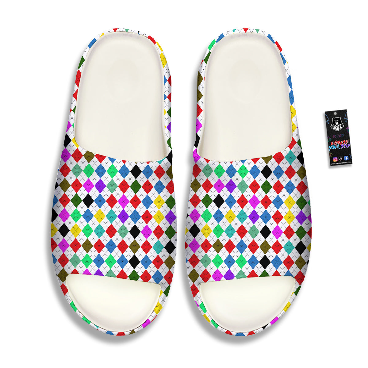 Argyle Colorful Print Pattern Sandals-grizzshop