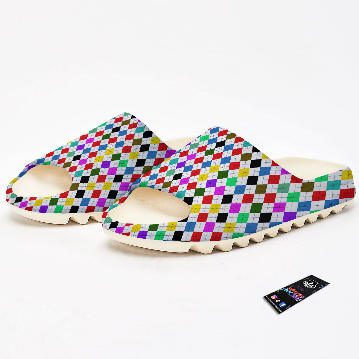 Argyle Colorful Print Pattern Sandals-grizzshop