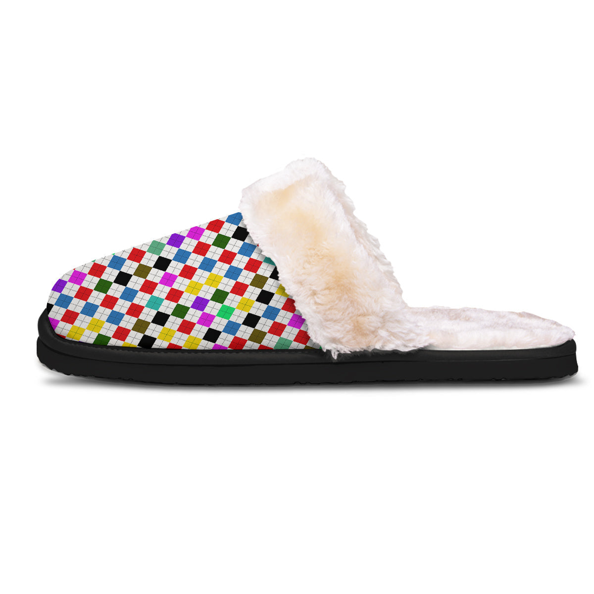 Argyle Colorful Print Pattern Slippers-grizzshop
