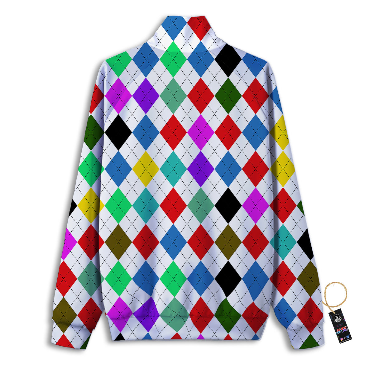 Argyle Colorful Print Pattern Track Jacket-grizzshop