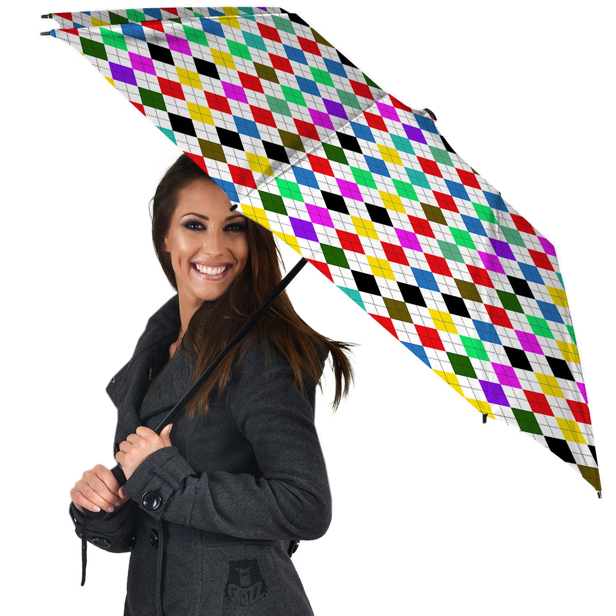 Argyle Colorful Print Pattern Umbrella-grizzshop