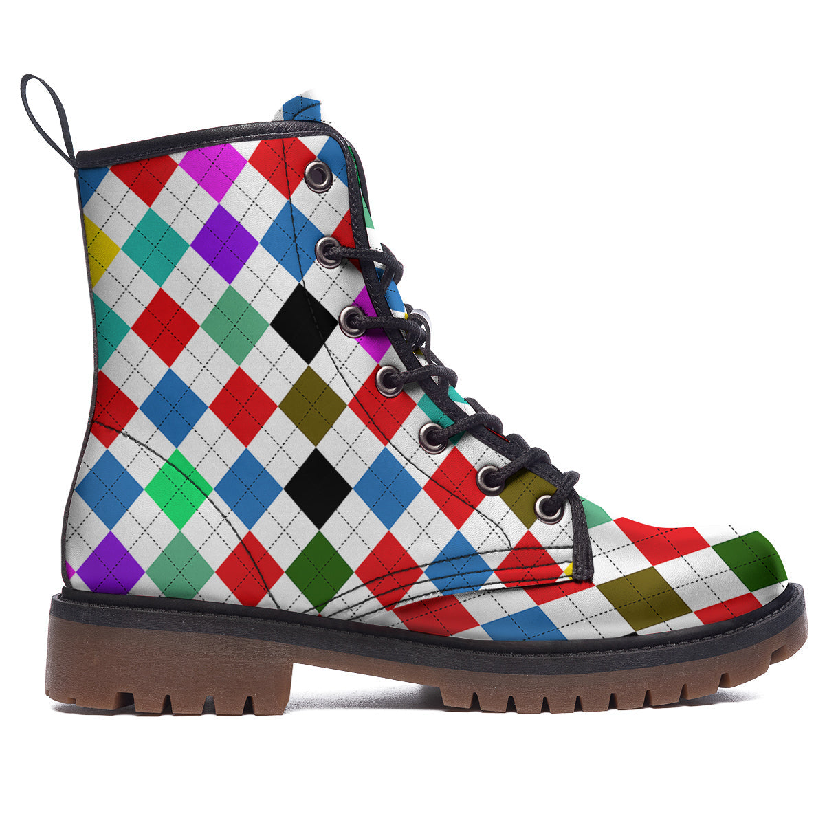 Argyle Colorful Print Pattern Work Boots-grizzshop