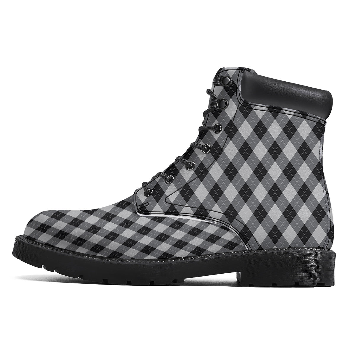 Argyle Dark Grey Print Pattern Boots-grizzshop