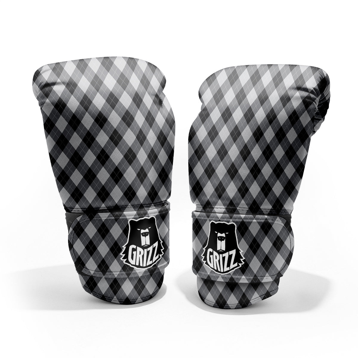 Argyle Dark Grey Print Pattern Sparring Gloves-grizzshop