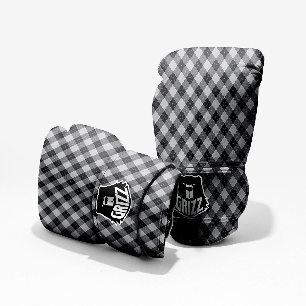 Argyle Dark Grey Print Pattern Sparring Gloves-grizzshop