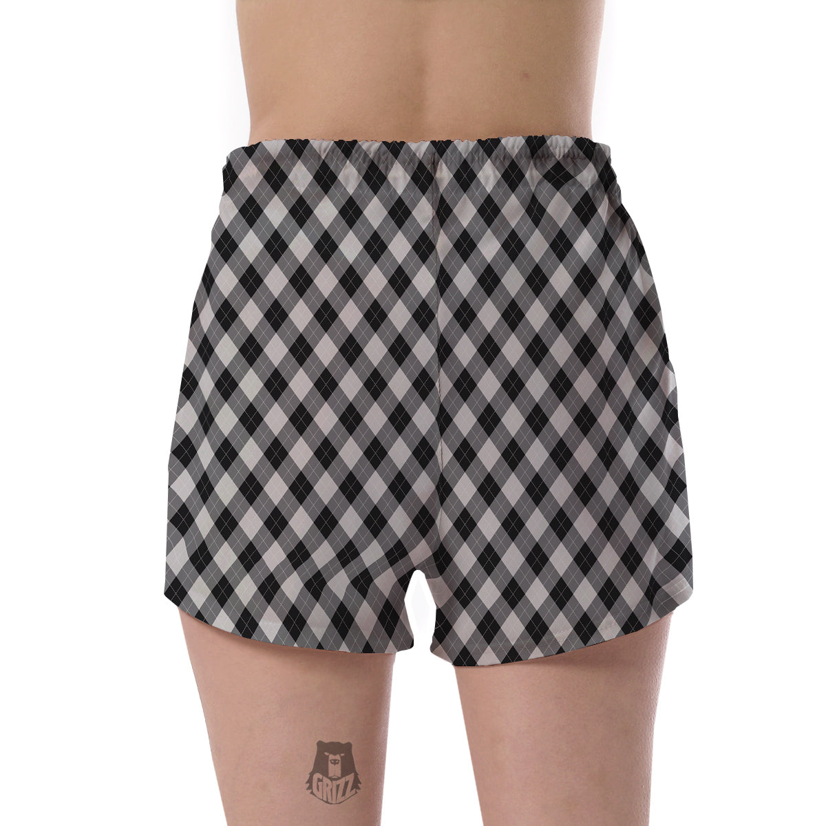 Argyle Dark Grey Print Pattern Women's Shorts-grizzshop