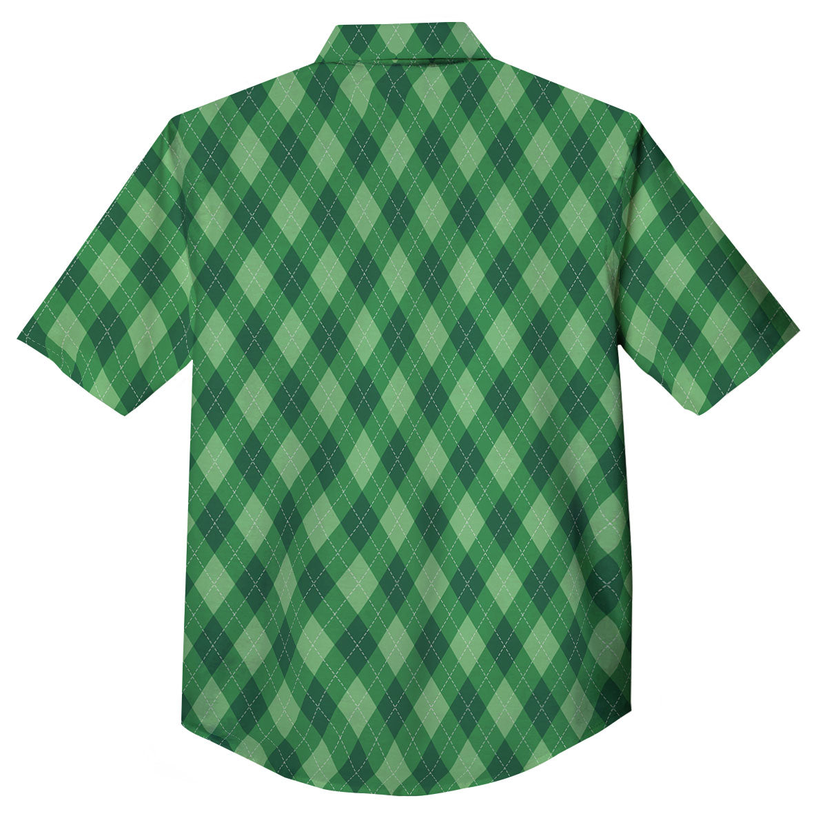 Argyle Forest Green Print Pattern Button Up Shirt-grizzshop