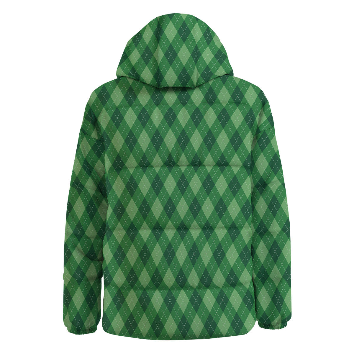 Argyle Forest Green Print Pattern Down Jacket-grizzshop