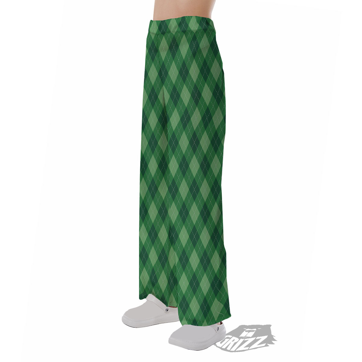 Argyle Forest Green Print Pattern Pajama Pants-grizzshop