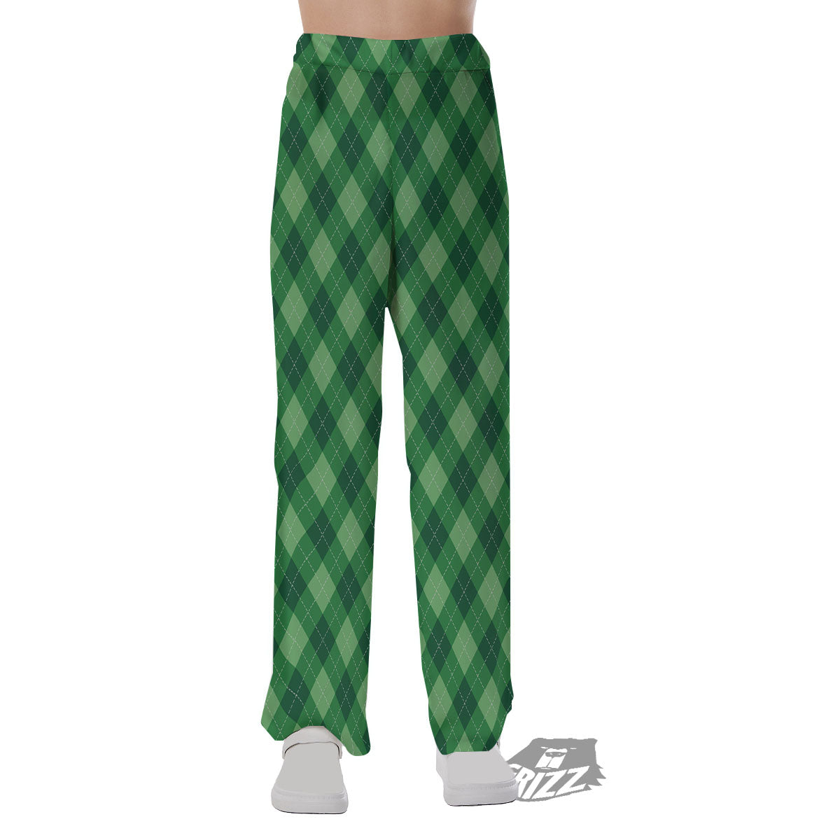 Argyle Forest Green Print Pattern Pajama Pants-grizzshop