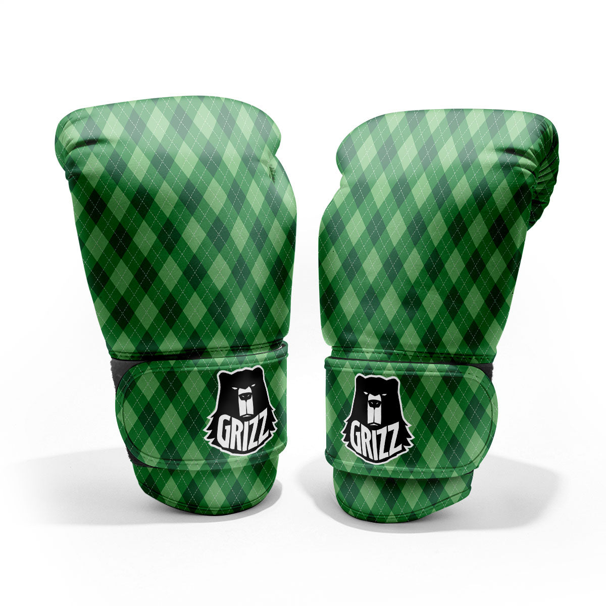 Argyle Forest Green Print Pattern Sparring Gloves-grizzshop